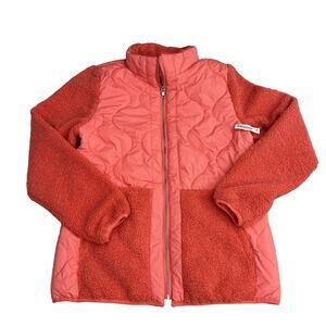 Amazon Essentials Women's Sherpa Puff Jacket Zip Up Waist Cinch Pink Size M